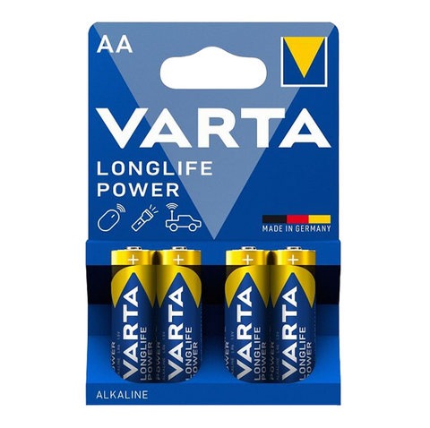 4 Varta Longlife Power Aa Lr6 Alkaline Batteries Mn1500 1.5V Stilo 4Bl NEW