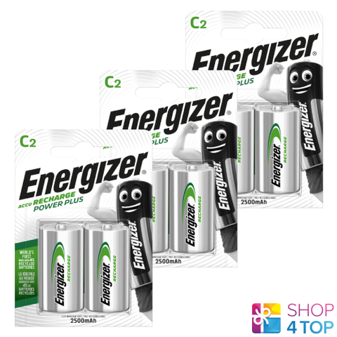 6 Energizer C Hr14 Accu Rechargeable Batteries Power Plus 1.2V Nimh 2500Mah NEW