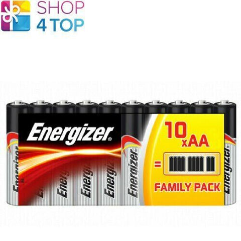 10 Energizer Aa Alkaline Power Lr6 Batteries 1.5V Family Pack Mn1500 Am3 E91 NEW