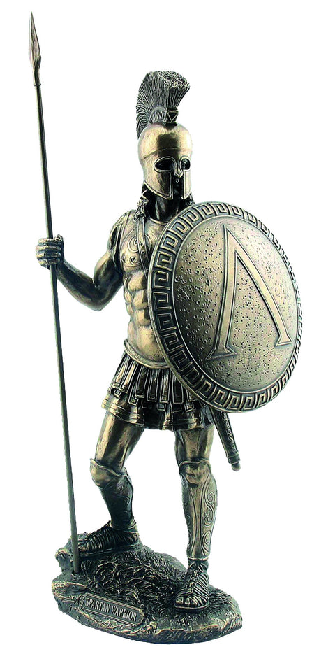 Spartan Warrior with Spear Statue, 36cm Resin Bronze Finish, Italfama Italy