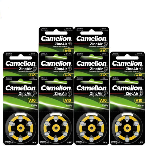 60x Camelion Size 10 Hearing Aid Batteries A10 PR70 PR536 1.4V Zinc Air 6Bl