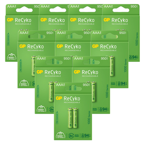 20 Gp Recyko Rechargeable Aaa Batteries 950Mah 1000 Series Most Powerful 2Bl