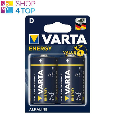 2 Varta Energy D Lr20 Alkaline Batteries 1.5V Mono 4120 Torcia Mn1300