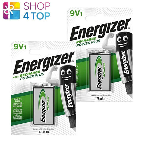 2 Energizer Rechargeable 9V Hr22 Batteries Power Plus Nimh 175Mah E-Block