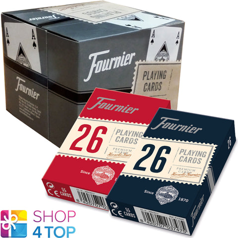 12 Decks Fournier 26 Plastic Coated Bridge Playing Cards 6 Red 6 Blue Box Case