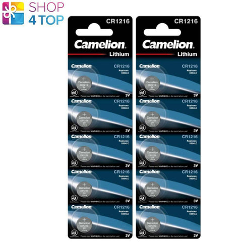 10 Camelion Cr1216 Batteries Lithium 3V Coin Cell Cr1216-Bp5 5Bl Exp 2031 NEW