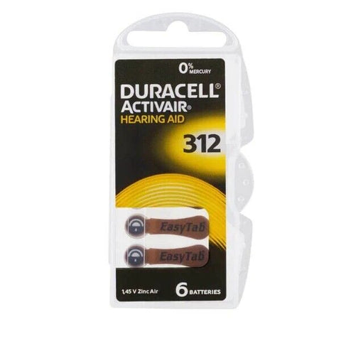 60 Duracell Activair 312 Hearing Aid Batteries Zinc Air 1.45V Mercury Free 6Bl