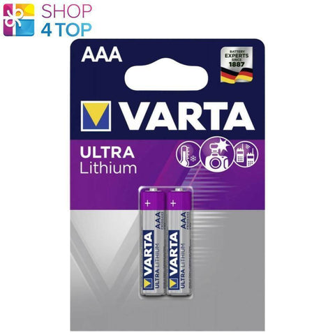 2 Varta Ultra Lithium Aaa Lr03 Batteries Fr10G445 6103 1.5V Micro 2033 2Bl NEW