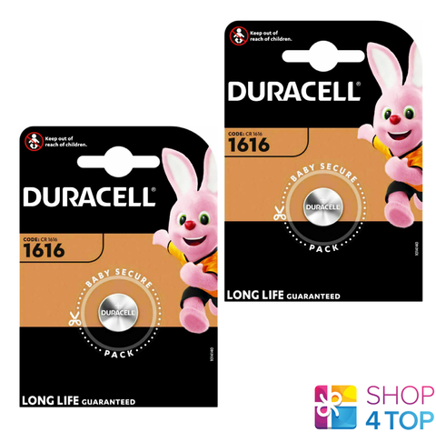 2 Duracell Cr1616 Lithium Batteries 3V Coin Cell Dl1616 Ecr1616 Exp 2034 NEW