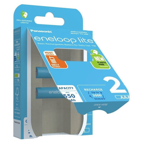 2 Panasonic Eneloop Lite Eco Rechargeable Aaa Hr3 Batteries 2Bl 1.2V 550Mah