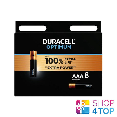 8 Duracell Optimum Aaa Lr03 Alkaline Batteries Mx2400 1.5V Exp 2032 8Bl NEW
