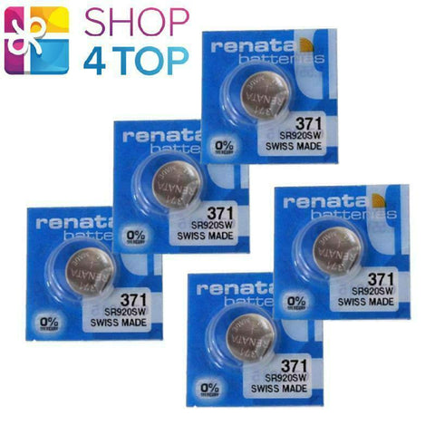 5 Renata 371 Sr920Sw Batteries Silver 1.55V Watch Swiss Made NEW