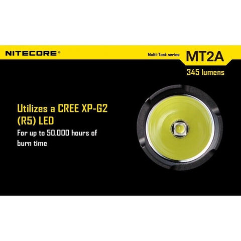 Nitecore Flashlight Mt2A Multi-Task 2 Aa Batteries 345 Lumens Cree Xp-G2 R5 Led