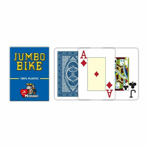 2 Jumbo Bike Trophy Decks Blue Red Playing Cards Modiano 100% Plastic Poker NEW