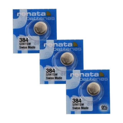 3 Renata 384 Silver Oxide Batteries 1.55V Cell Button Coin Sr41Sw Expiry 2025