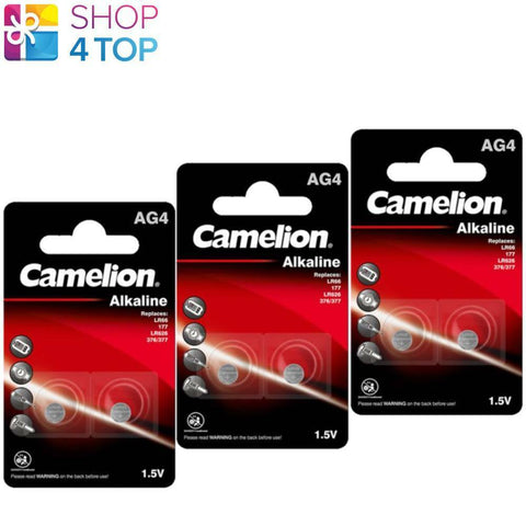 6 Camelion Ag4 Lr626 Alkaline Batteries Lr66 377 G4 1.5V 2Bl 18Mah NEW