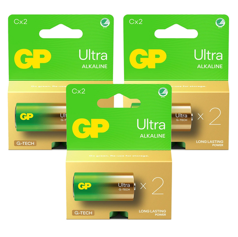 6 Gp Ultra Alkaline G-Tech Lr14 C Battery Long Lasting Power Blister Exp 2033