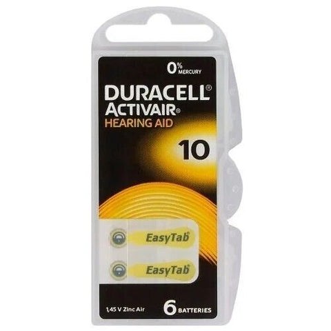 60x Duracell Activair Hearing Aid Batteries Size 10 Zinc Air 1.45V Mercury Free