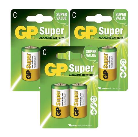 6 Gp Super C Alkaline Battery 14A Lr14 1.5V No Mercury And Cadmium Exp 2030