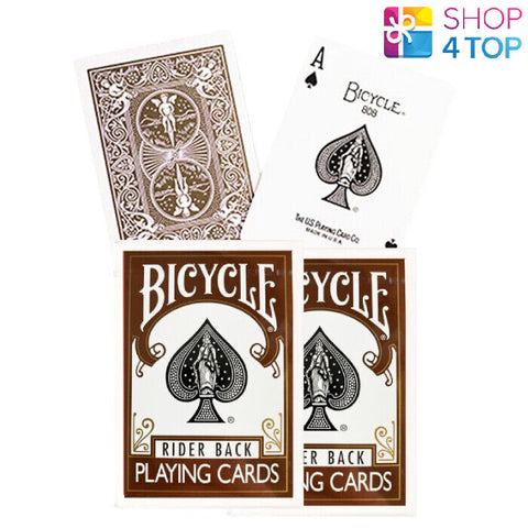 2 Bicycle Rider Back Brown Playing Cards Deck Magic Tricks Poker Made In USa NEW