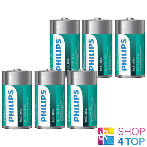 6 Philips Industrial Alkaline C Batteries 1.5V Lr14 Baby Exp 2031 Bulk NEW