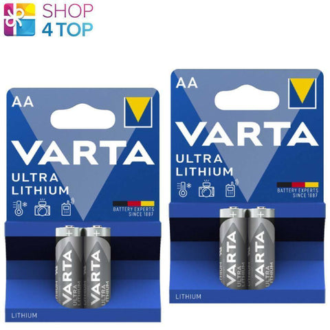 4 Varta Ultra Lithium Aa Lr6 Batteries Fr14505 6106 1.5V Mignon Exp 2038 2Bl NEW