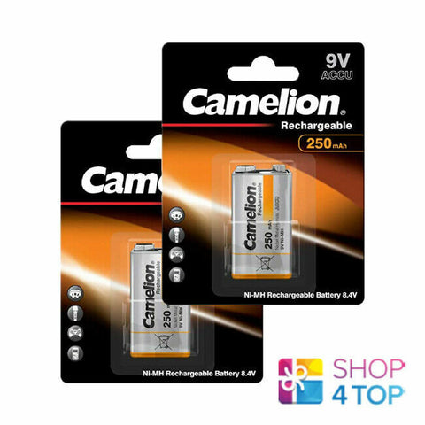 2 Camelion 9V Hr22 Rechargeable Batteries Accu 250Mah 1Bl Ni-Mh Orange NEW