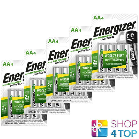20 Energizer Aa Hr6 Accu Recharge Universal Batteries 1.2V 1300Mah Nimh NEW