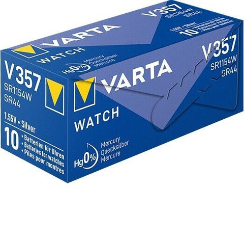 10 Varta 357 Sr44Sw Battery Silver 1.55V Coin Button Cell Watch