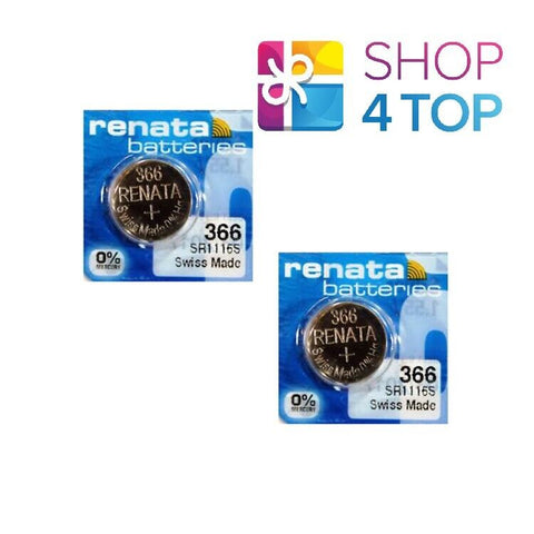 2 Renata 366 Silver Oxide Batteries Sr1116Sw Coin Cell 1.55V 10Bl NEW
