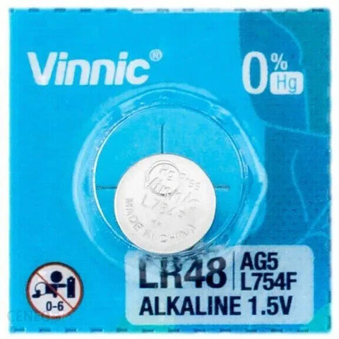 30 Vinnic Alkaline Batteries L754 G5 Lr48 193 1.5V 10Bl No Mercury