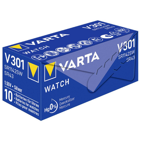 2 Varta 301 Sr43Sw Battery Silver 1.55V Coin Button Cell Watch