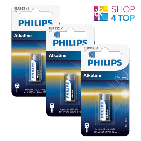 3 Philips Alkaline 8Lr932 Battery 12V Lr23A Mn21 A23 1Bl Batteries NEW