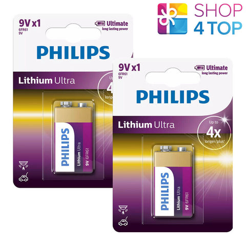 2 Philips Lithium Ultra 9V Battery 6Fr61 9V Blister 1Bl NEW