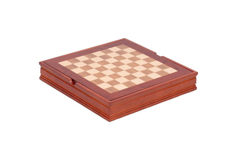 Italfama Walnut & Maple Chess Board with Storage, 28x28cm, Made in Italy