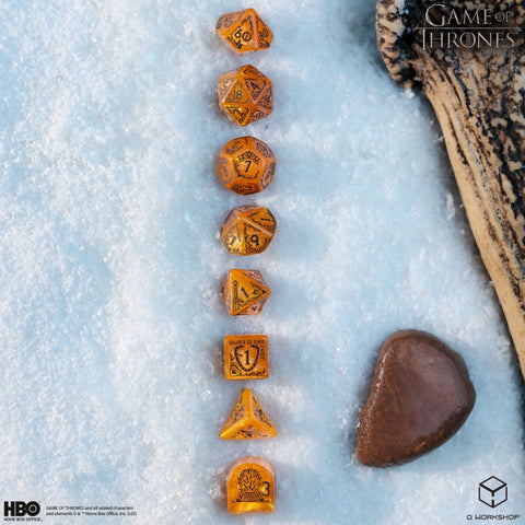 Game of Thrones Baratheon 8-Die Polyhedral Dice Set by Q-Workshop, Yellow/Black