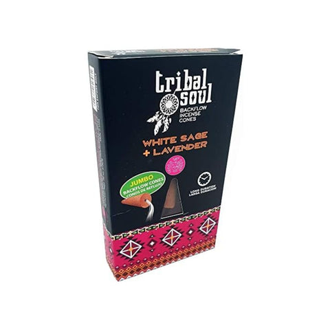 White Sage + Lavender - Tribal Soul Backflow Incense Cones Hari Darshan