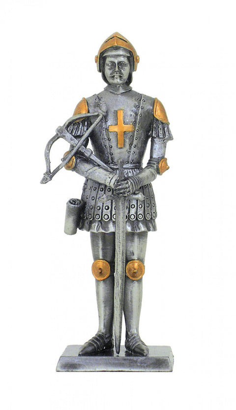 Italfama Pewter Crusader with Bow Figurine, Hand-Painted, 11cm, Made in Italy