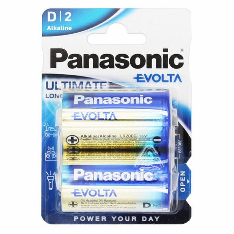 2 Panasonic Evolta D Batteries Alkaline Ultimate Lr20 Long Lasting 2Bl Exp 2031