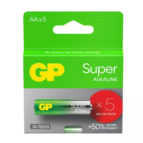 5 Gp Super Alkaline Aa Batteries G-Tech Lr6 1.5V No Mercury 5Bl Pack Exp 2034