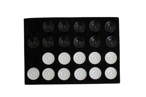 Italfama Wooden Checkers Pieces Set, 24 Black/White, 29mm, Made in Italy