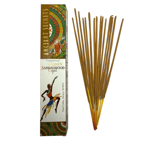 Vijayshree Golden Ancient Copal & Sandalwood Incense Sticks, 15g for Meditation