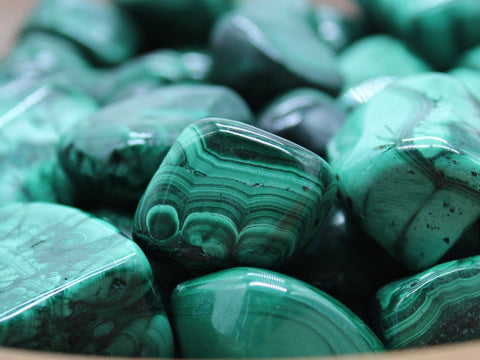 24 Large Tumble Stones - Malachite Grade Sa Gemstones Ancient Wisdom NEW