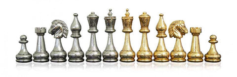 Italfama Metal Chess Pieces, Gold & Silver, Handcrafted, King 10cm, Italy