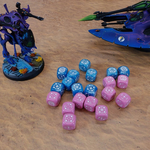 Crosshairs Compact D6 Dice Set Blue & Pink Rpg Dices Q-Workshop STCA02