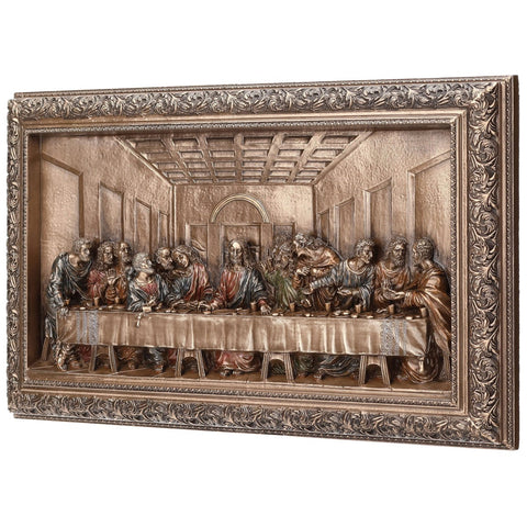Leonardo da Vinci Last Supper Wall Plaque, Resin Bronze Finish, Made in Italy
