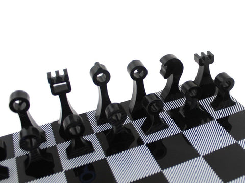 Italfama Acrylic Chess Set, Black & Clear, 24cm Storage Board, Made in Italy
