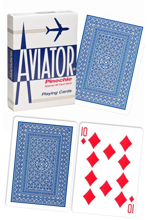 Aviator Pinochle Standard Index Blue Deck Poker Playing Cards Magic Tricks