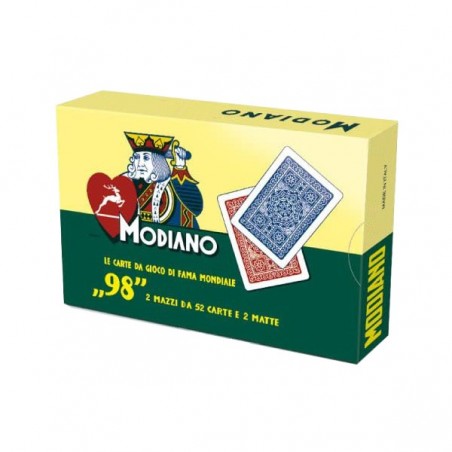 Modiano 98 Poker 2 Cards Decks Set Red Blue Back Poker Size Made In Italy 300254