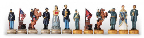 Civil War Chess Pieces Set, Hand-Painted Resin, Italfama, 8cm King Made in Italy